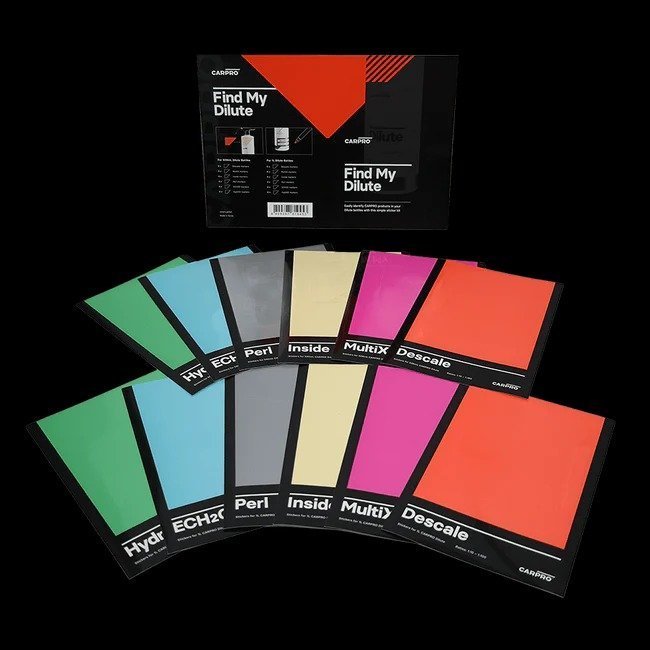 CARPRO 12 Stickers set - Find My Dilute | Bộ nhãn dán chai hóa chất